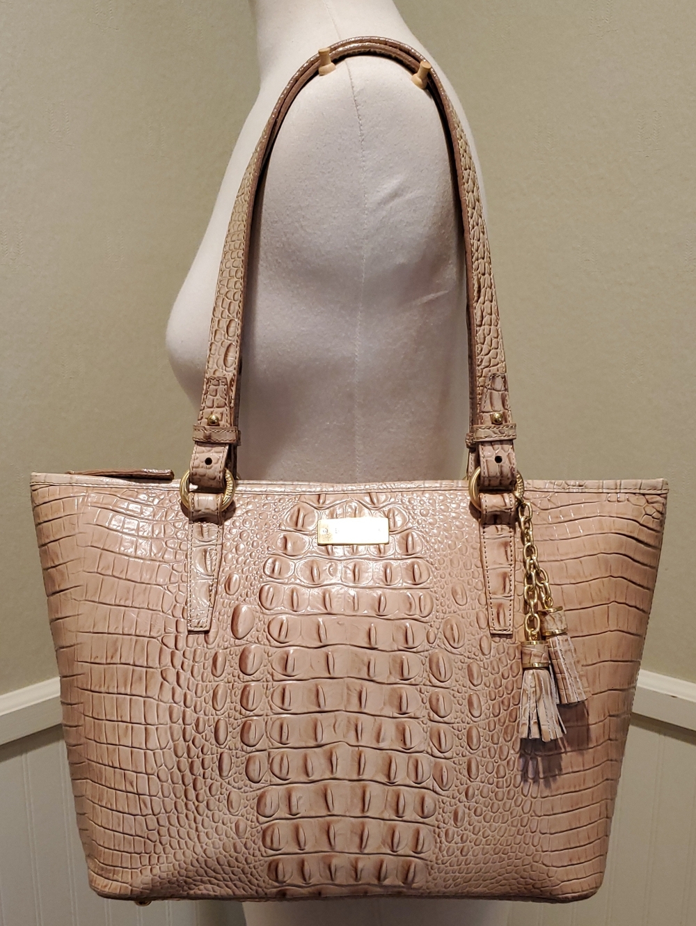 Brahmin Tan Croc Medium Asher Tote